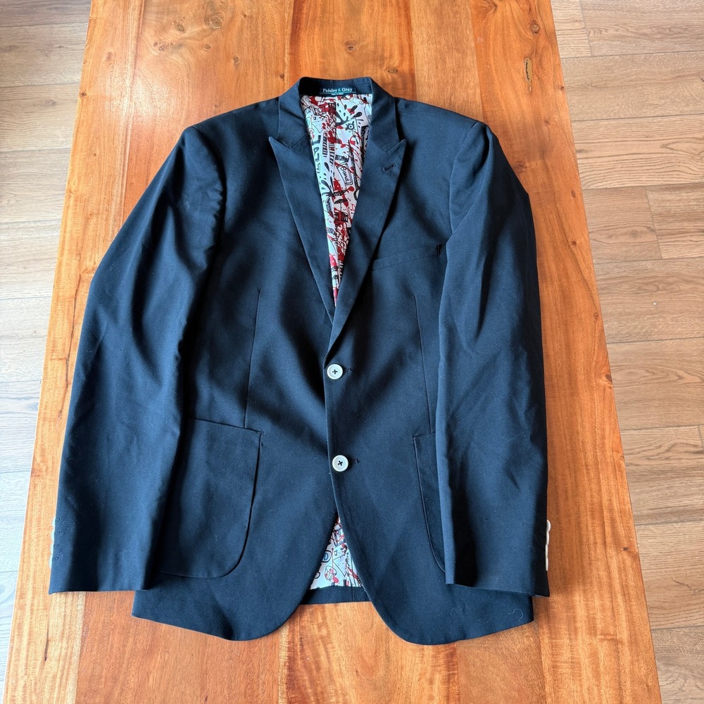 Paisley & Gray Men's Black with "Music‎ is God" Lining Jacket Size 40R
